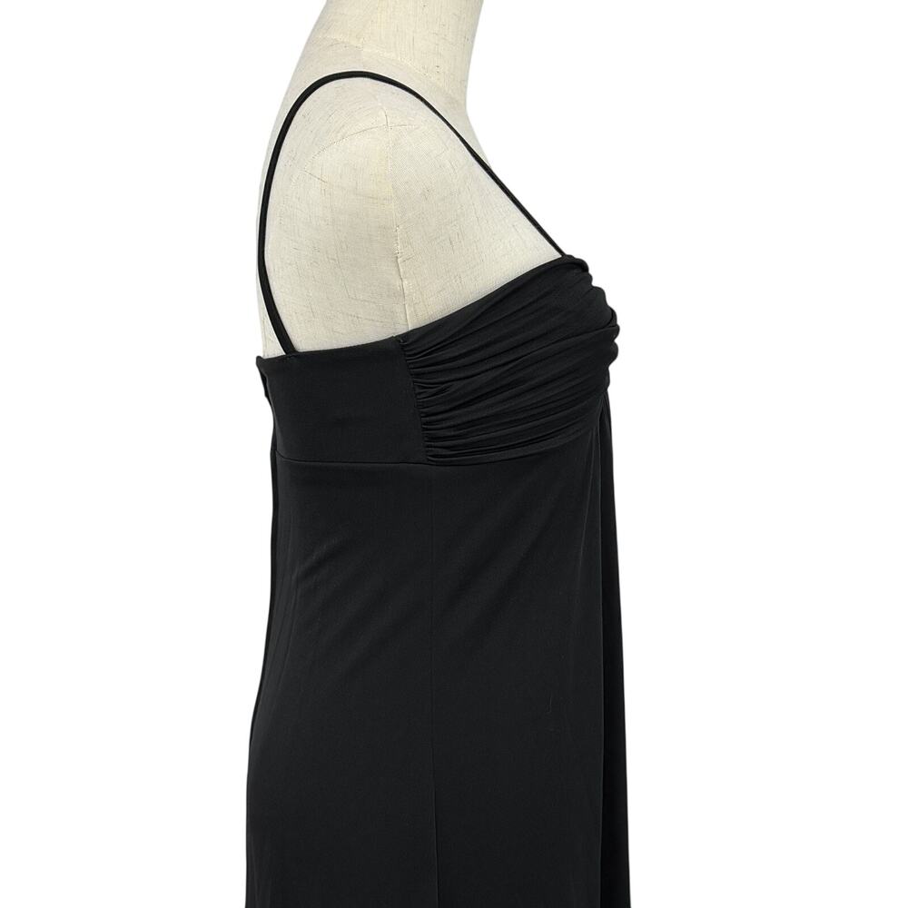 Vintage 70s Black Maxi Dress Ruched Empire Waist Size 7 Disco Goth Whimsigoth - Picture 4 of 9